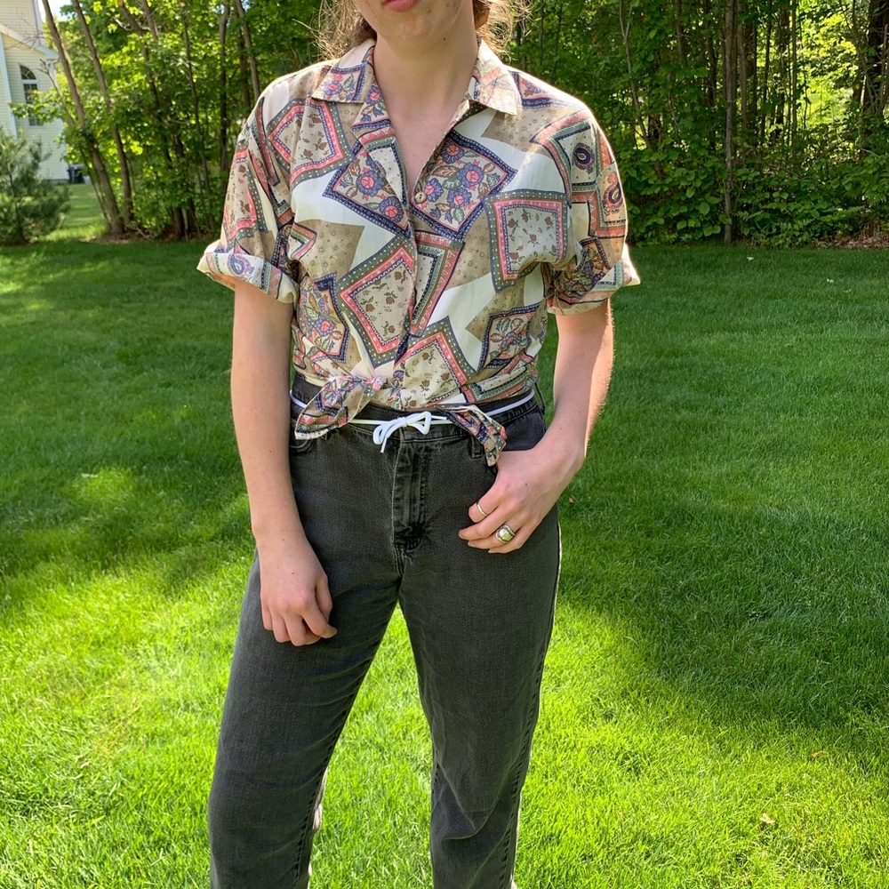 Vintage Quilt Patterned Button Up